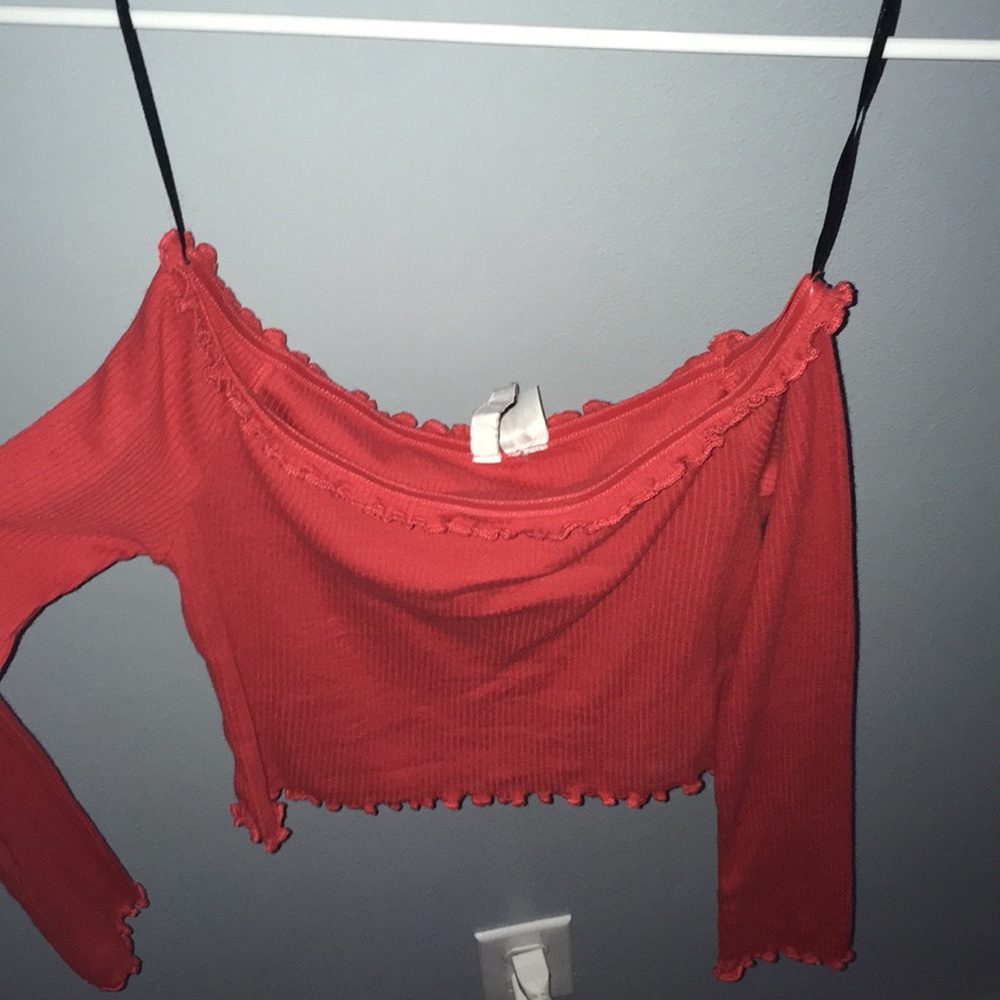 Red off the shoulder crop top Divided